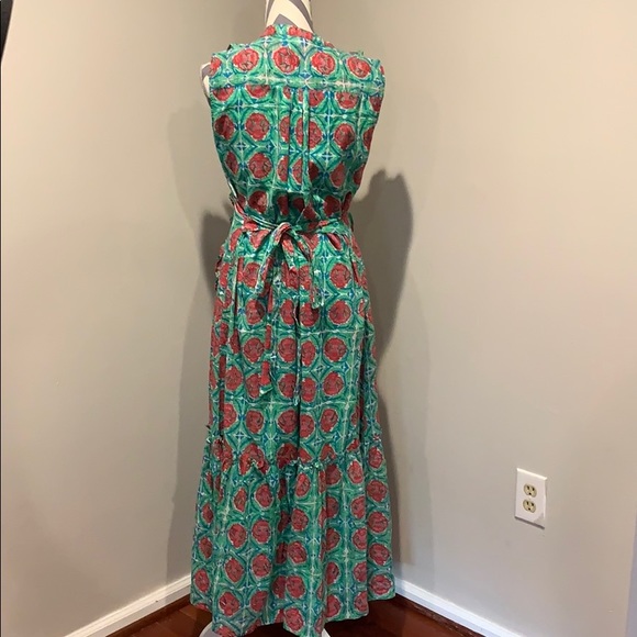Banjanan Green Floral Sleeveless Maxi Dress Large - Picture 7 of 8